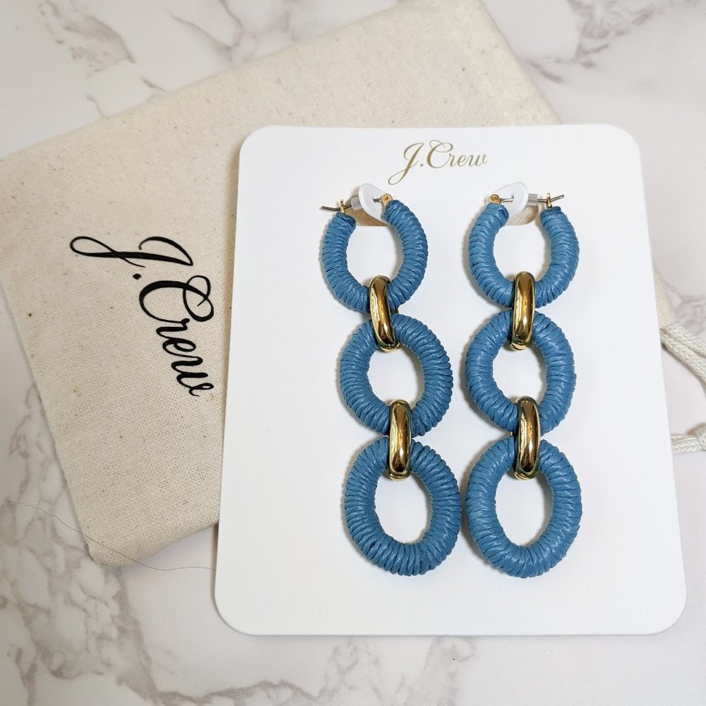 J. Crew Cotton Raffia-wrapped Chain Earrings